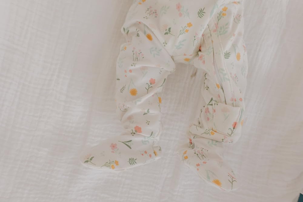 Copper Pearl Mabel footie pajamas on model showing fit and comfort