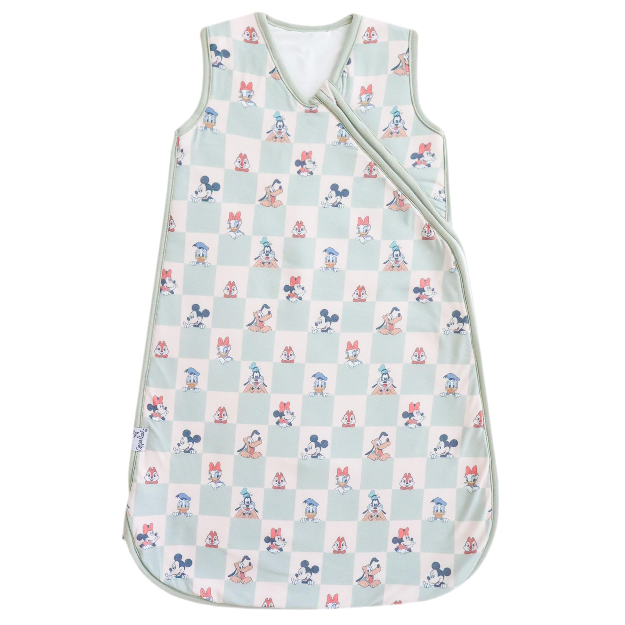 Copper Pearl Mickey Mouse Friends Sleep Bag front view shows cozy three-layer knit fabric.