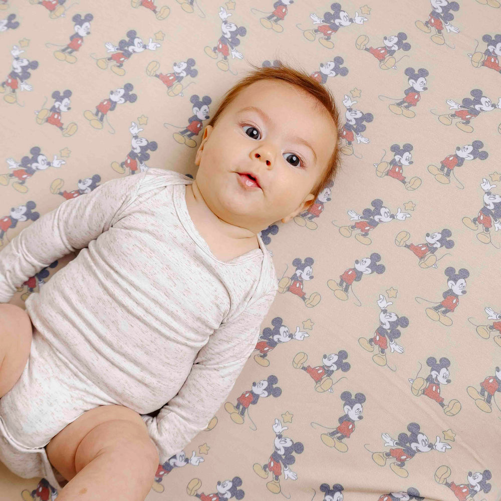 Copper Pearl Mickey Mouse toddler sheet ready for transition to a larger bed