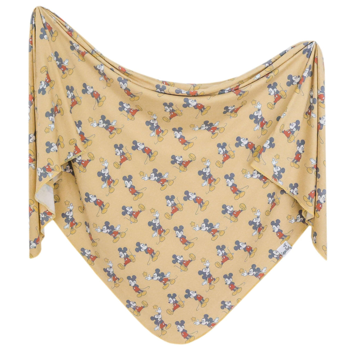 Copper Pearl Mickey Mouse swaddle blanket, 46x46 inch size, soft fabric.