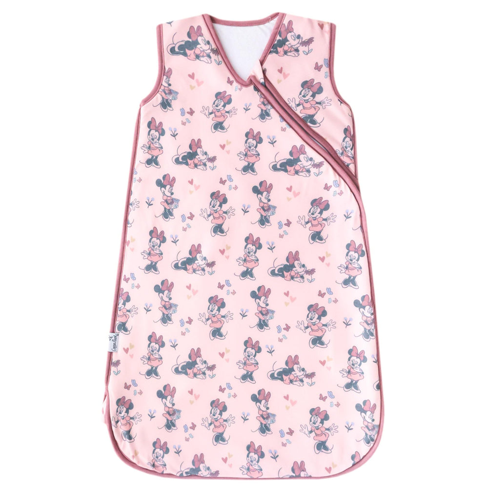 Copper Pearl Minnie Mouse sleep bag knit fabric close-up shows three-layer softness