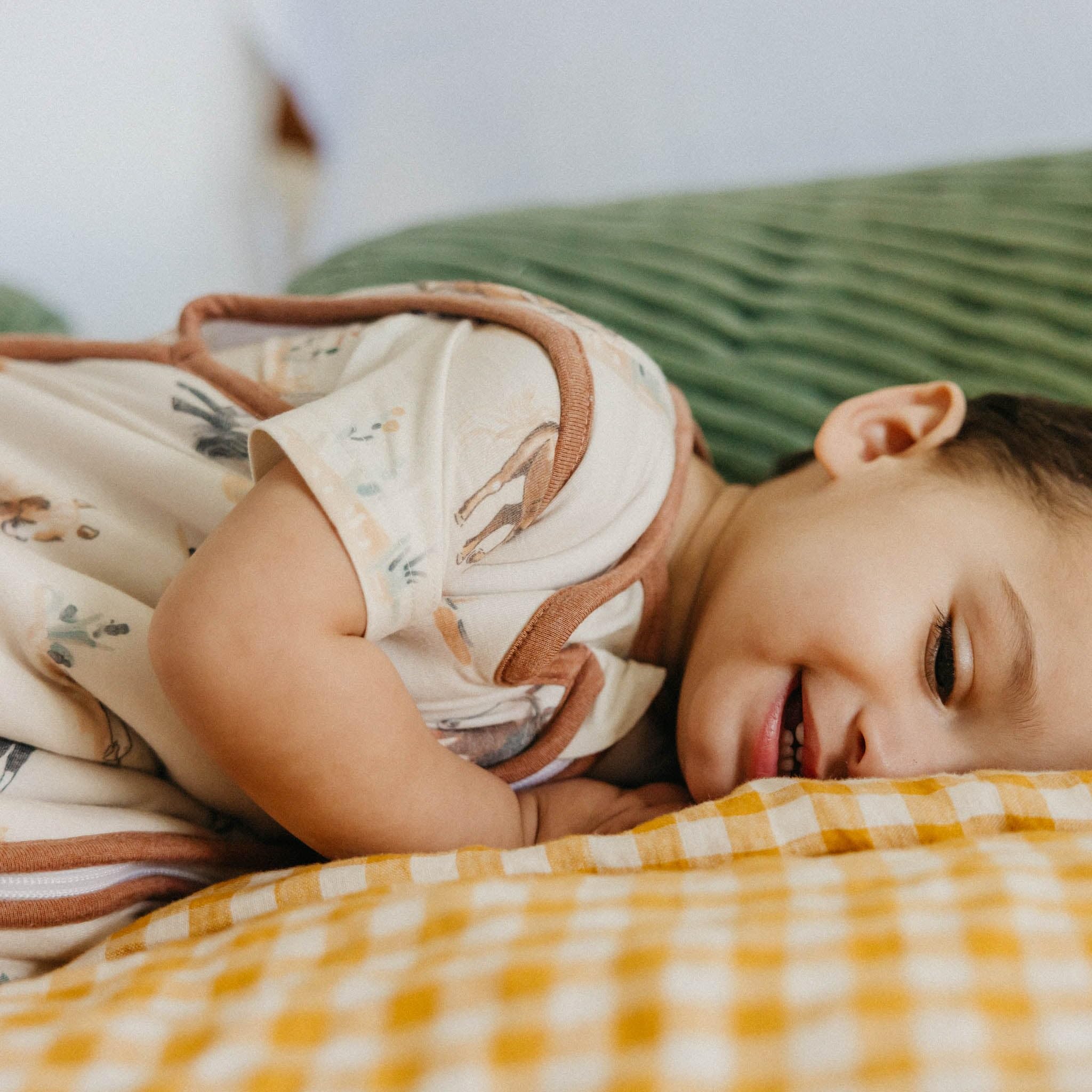 Copper Pearl Montana sleep bag in a modern nursery adds style to the room