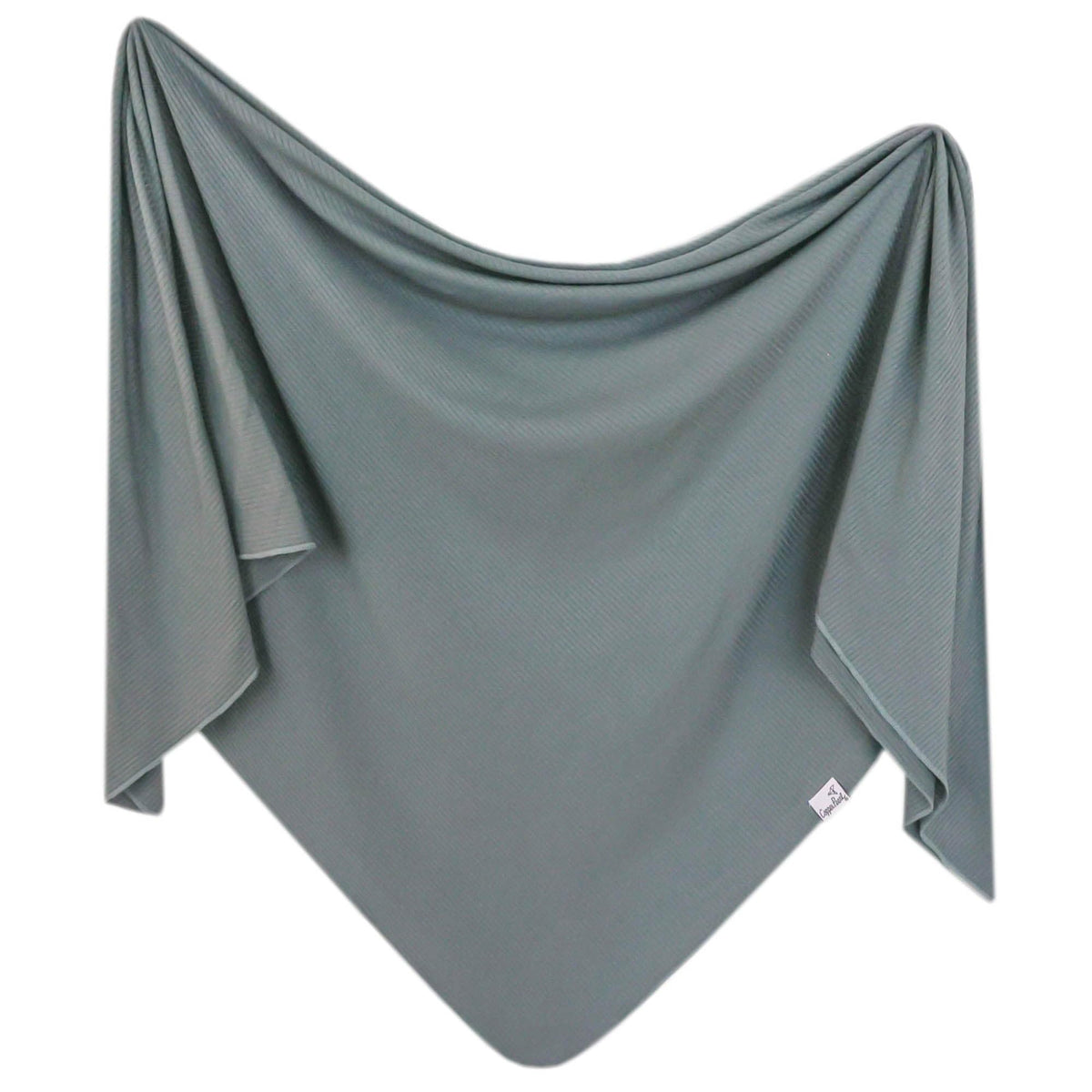 Copper Pearl Moss swaddle blanket close-up shows soft knit and breathable fabric for year-round comfort.