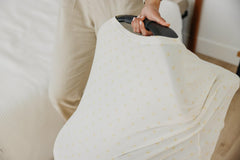 Copper Pearl all-season stretch fabric fits most car seats and strollers.