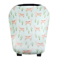 Copper Pearl multi-use cover as a car seat cover provides sun protection and easy breastfeeding access.
