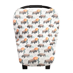 Copper Pearl Multi-Use Cover over car seat shows protection and style for on-the-go moms