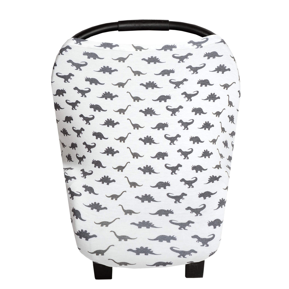 Copper Pearl car seat cover over car seat provides breathable, stretch protection and easy infant access.