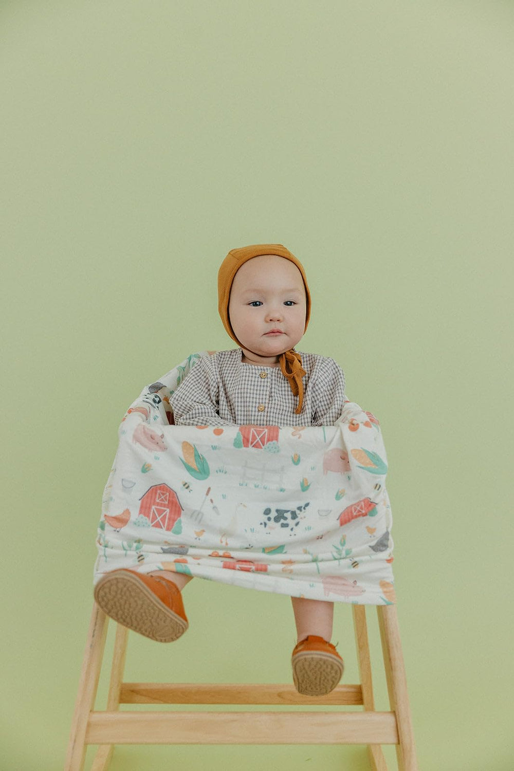 Copper Pearl infinity scarf style cover doubles as a cozy wrap.