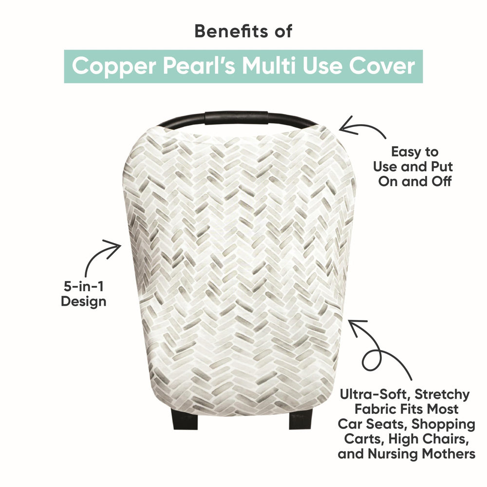 Copper Pearl nursing cover providing discreet feeding with breathable stretch fabric