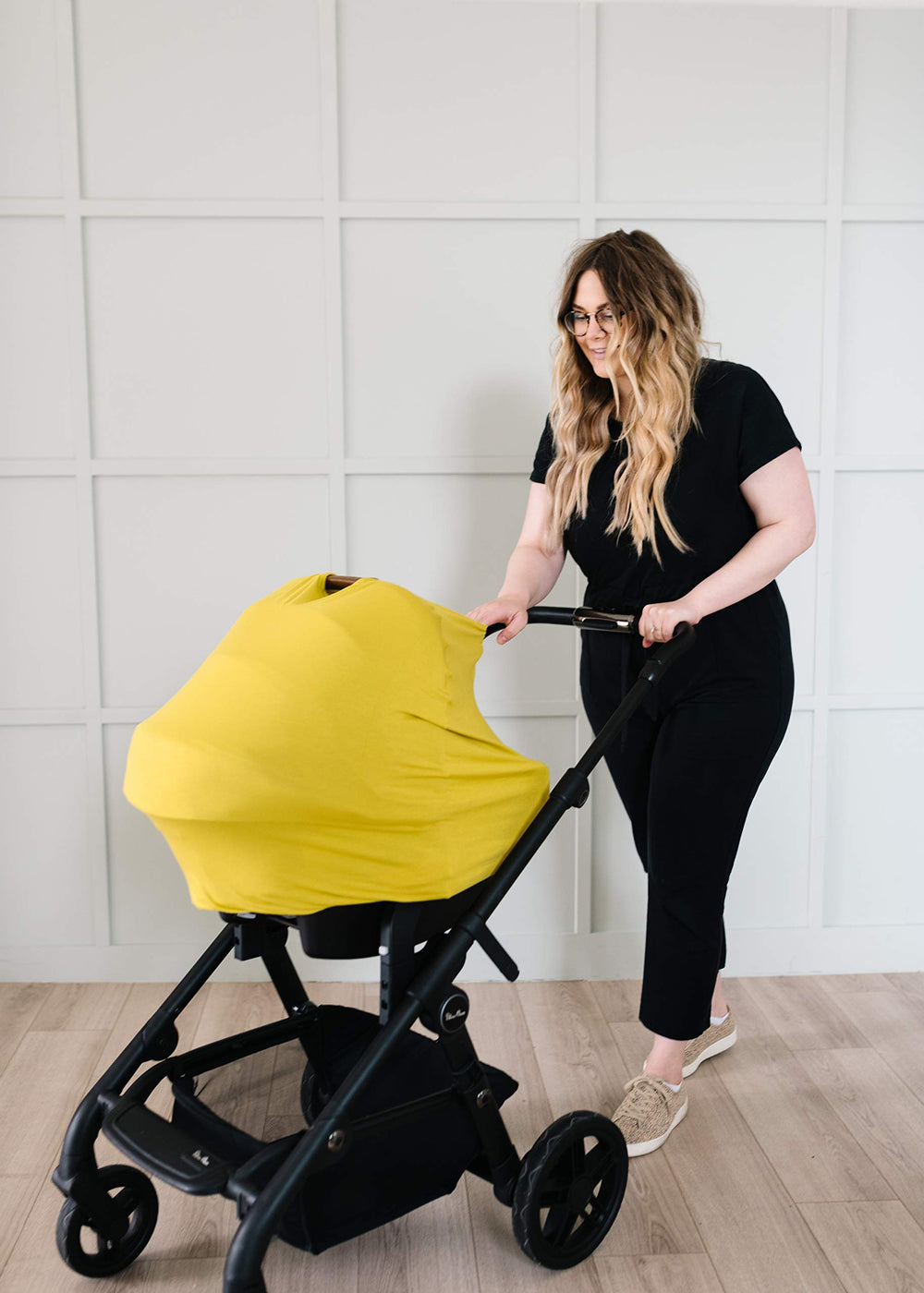 Copper Pearl shopping cart cover keeps baby comfortable during errands.