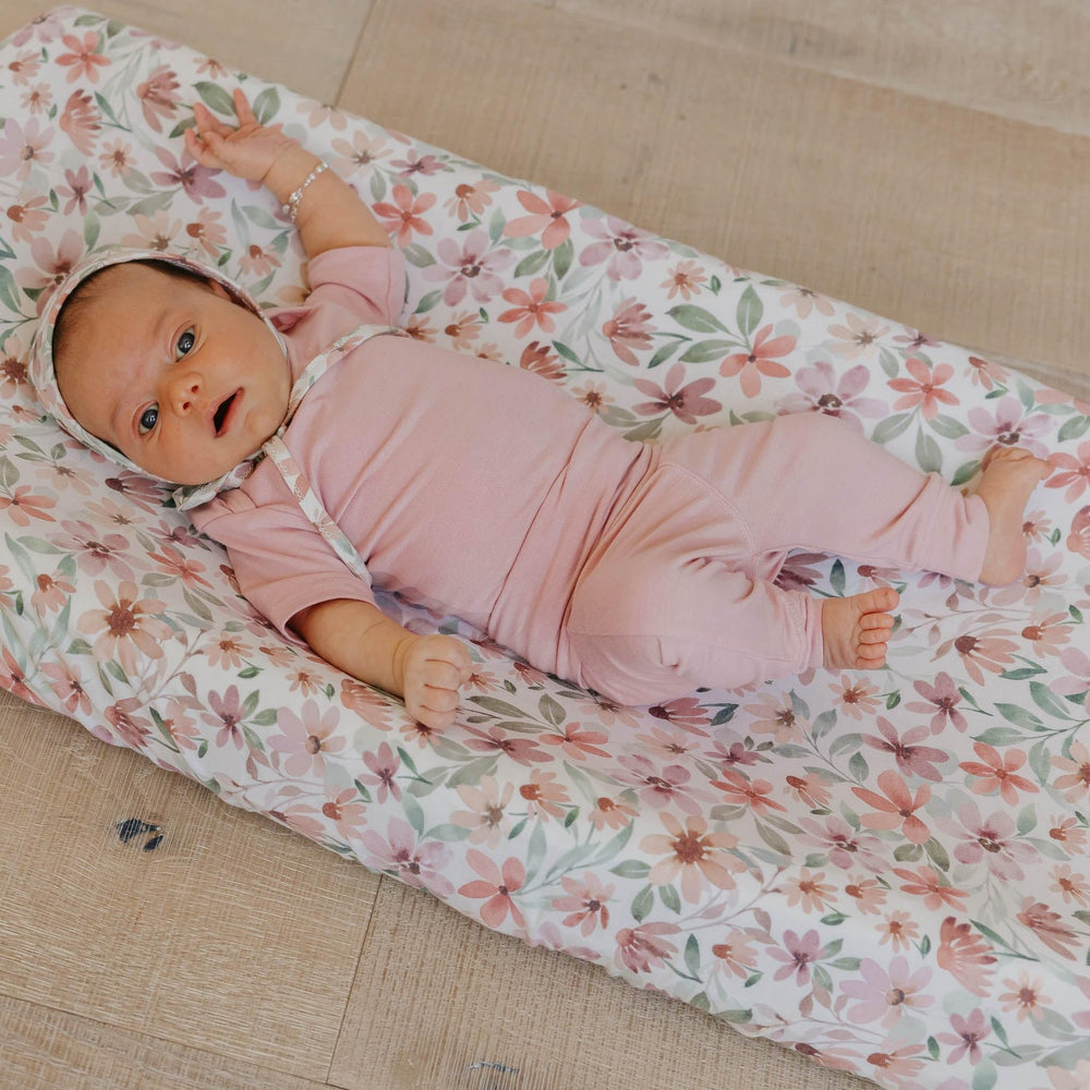 Copper Pearl Natalie nursery-coordinate option coordinates with existing crib linens.