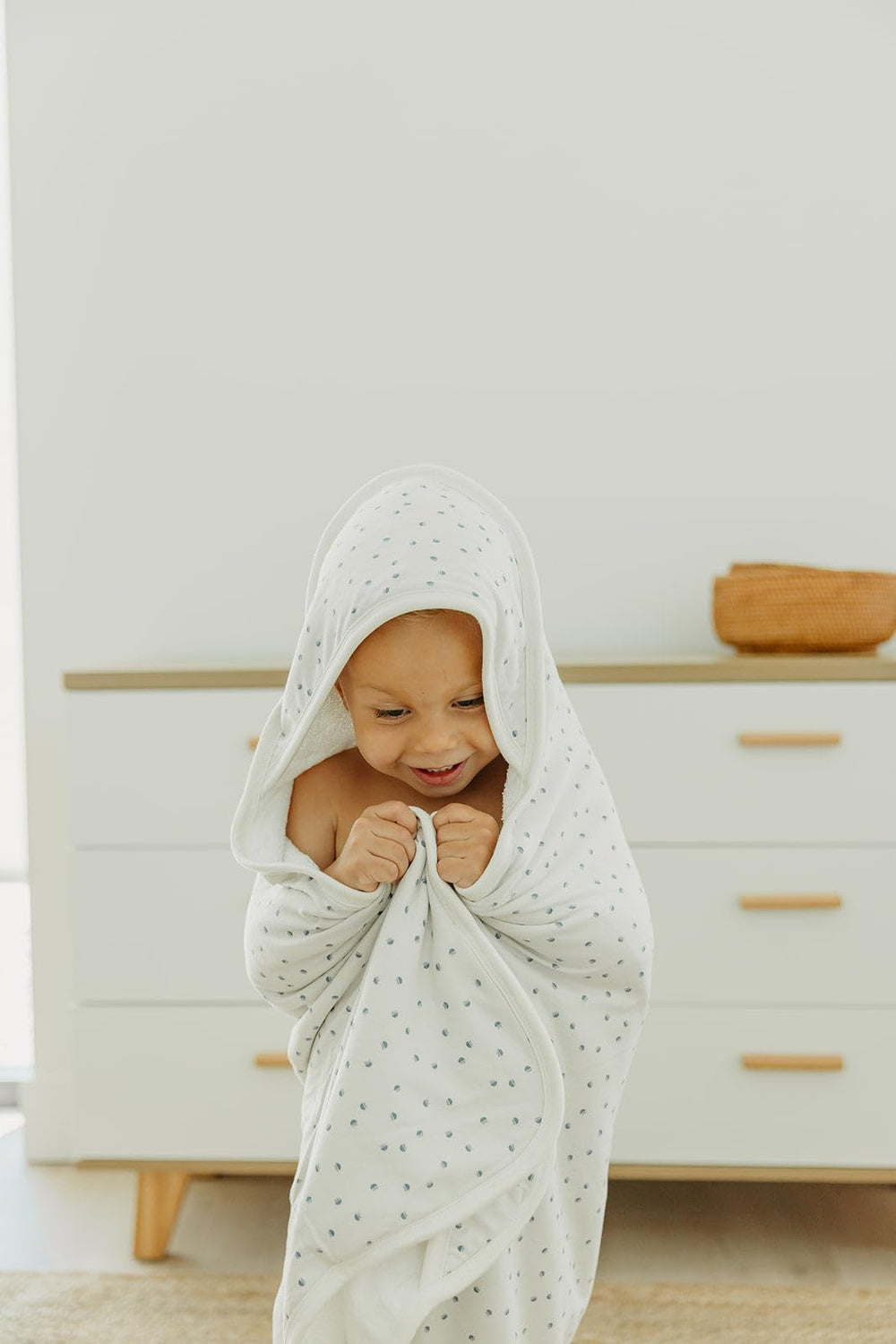 Copper Pearl newborn towel 33x33 for full coverage after bath.