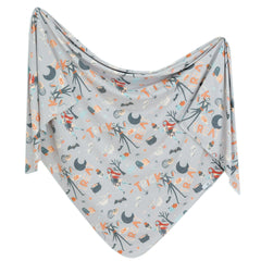 Copper Pearl Nightmare Before Christmas swaddle blanket front view shows soft knit and generous 46-inch square.