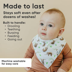 Copper Pearl Noah bibs adjustable neck design allows a snug fit from newborns to toddlers.
