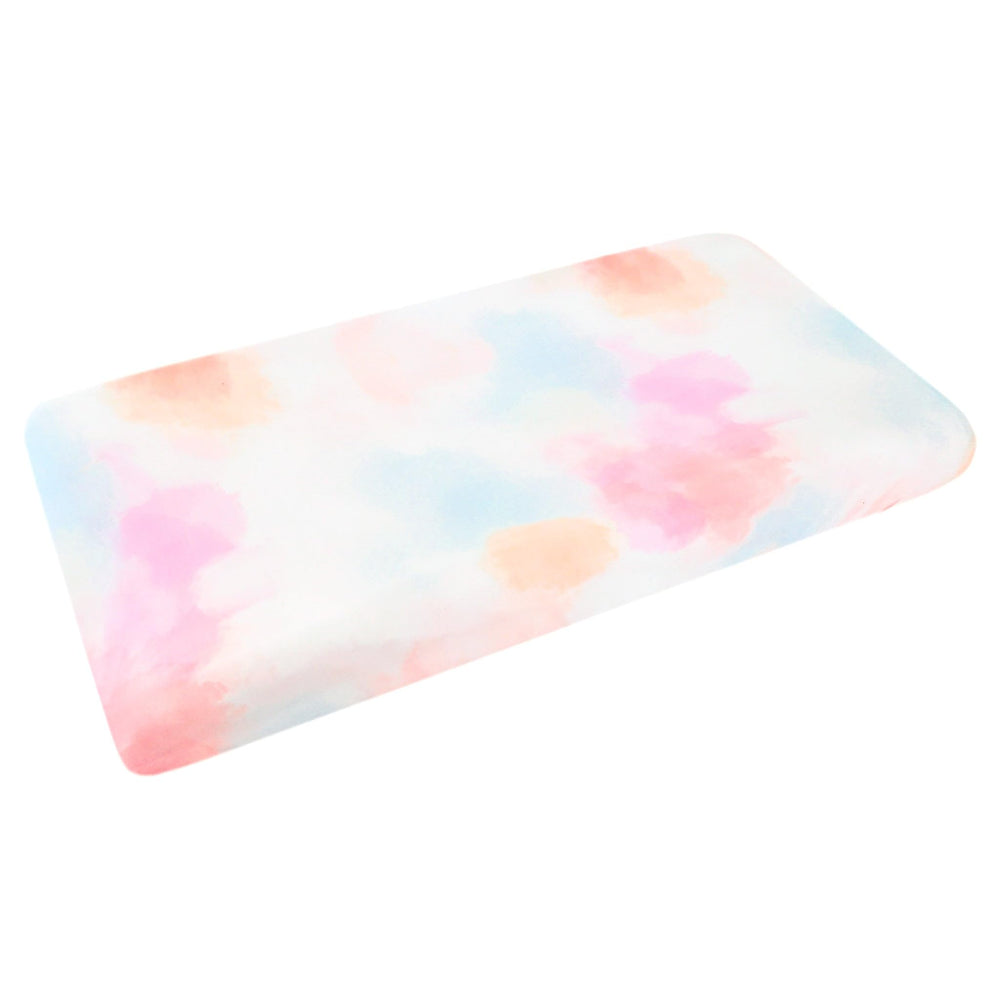 Copper Pearl Nova knit changing pad cover close-up shows silky soft fabric and cozy fit.