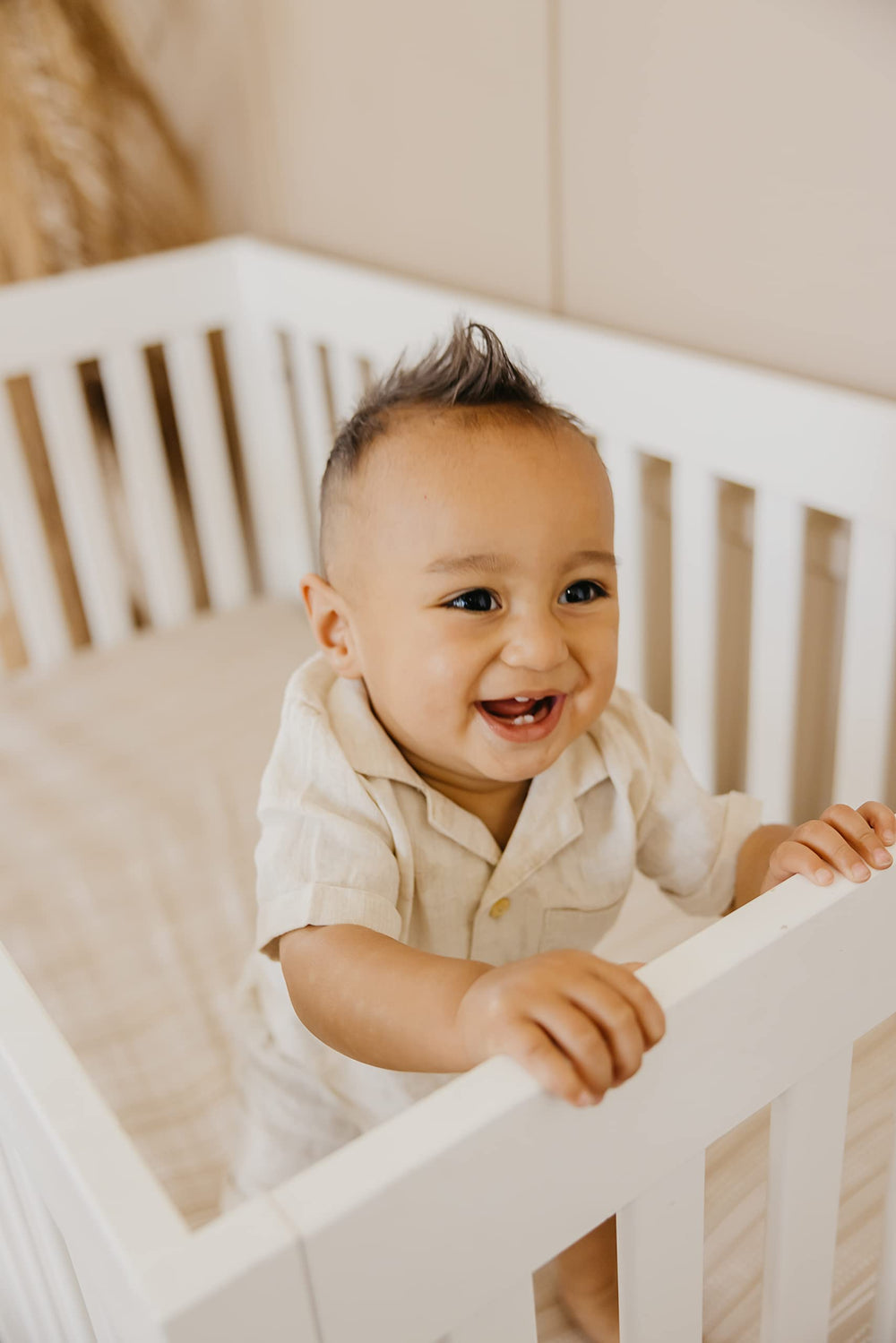 Copper Pearl nursery coordination crib sheet; pairs with other Copper Pearl essentials.