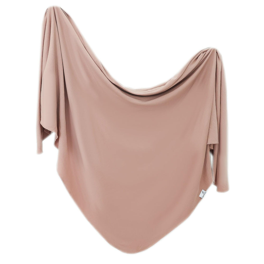 Copper Pearl pecan swaddle blanket open view, soft knit fabric for cozy swaddling.