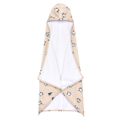 Copper Pearl Penguins big kid hooded towel with a cozy hood for warm bath time.