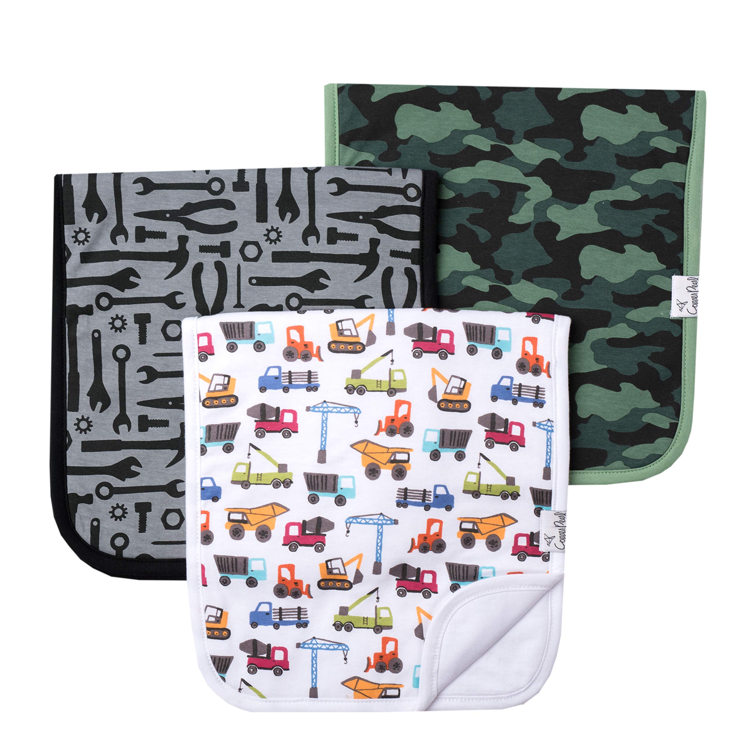Copper Pearl triple-layer burp cloths offer strong absorbency for drool and spit-up