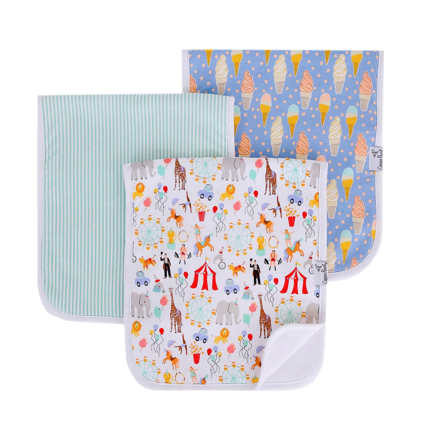 Copper Pearl premium burp cloths with triple layers for strong absorption