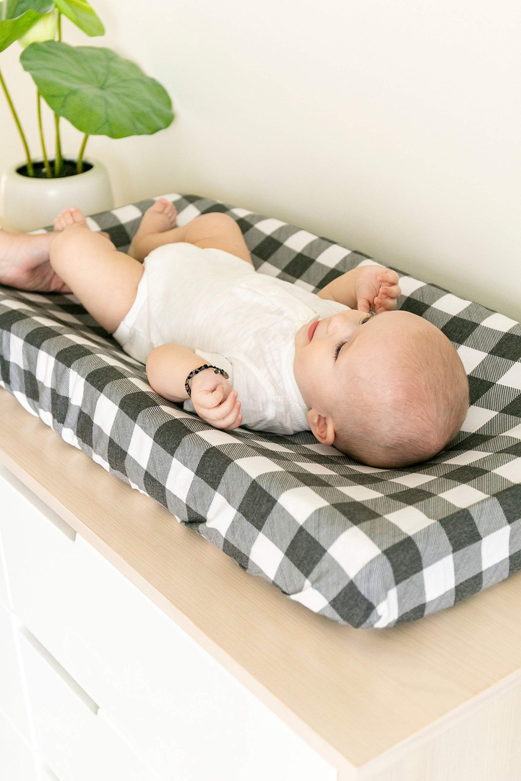 Soft, breathable Copper Pearl cover keeps baby comfortable during changes