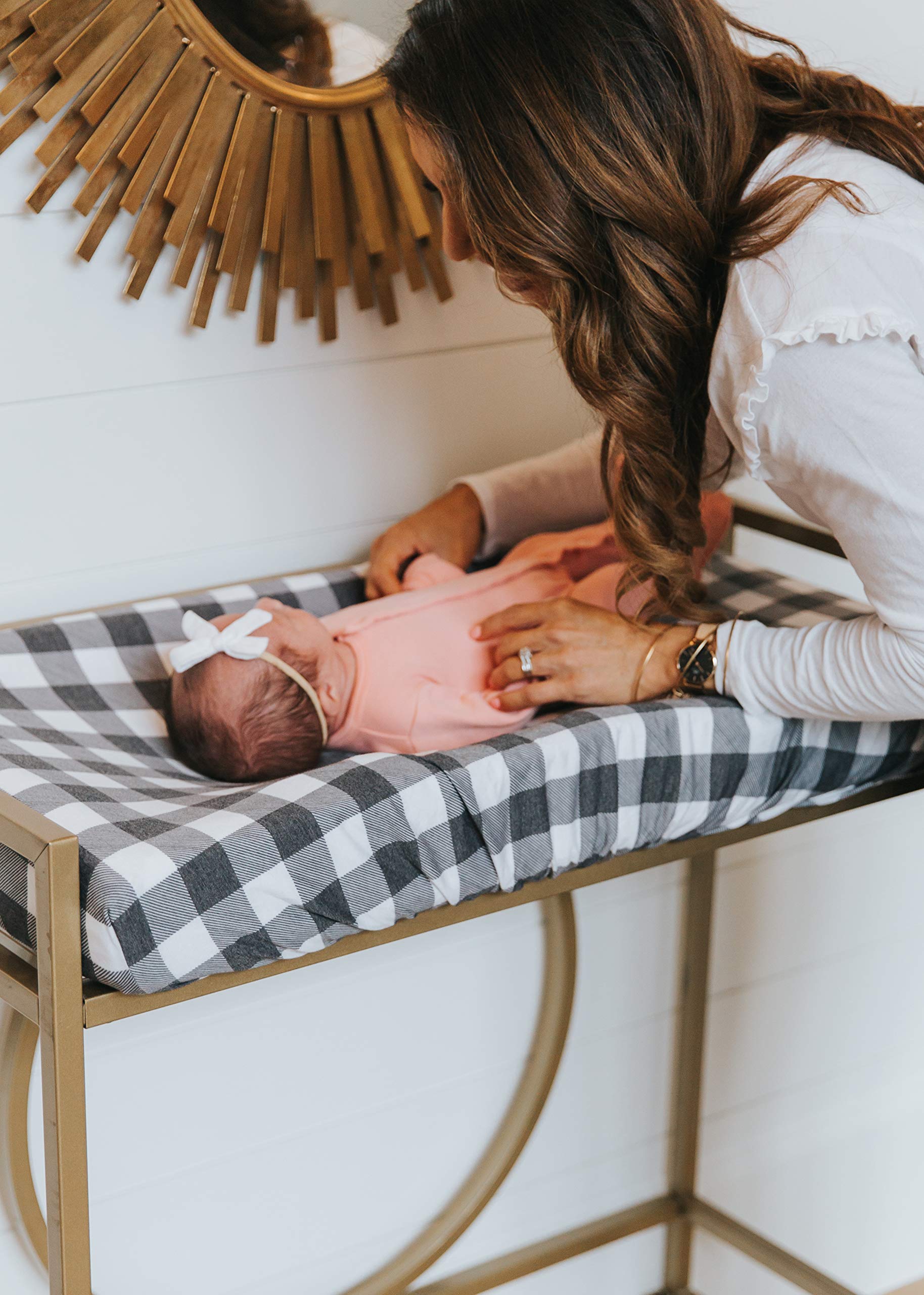Durable knit material stands up to frequent use in a nursery