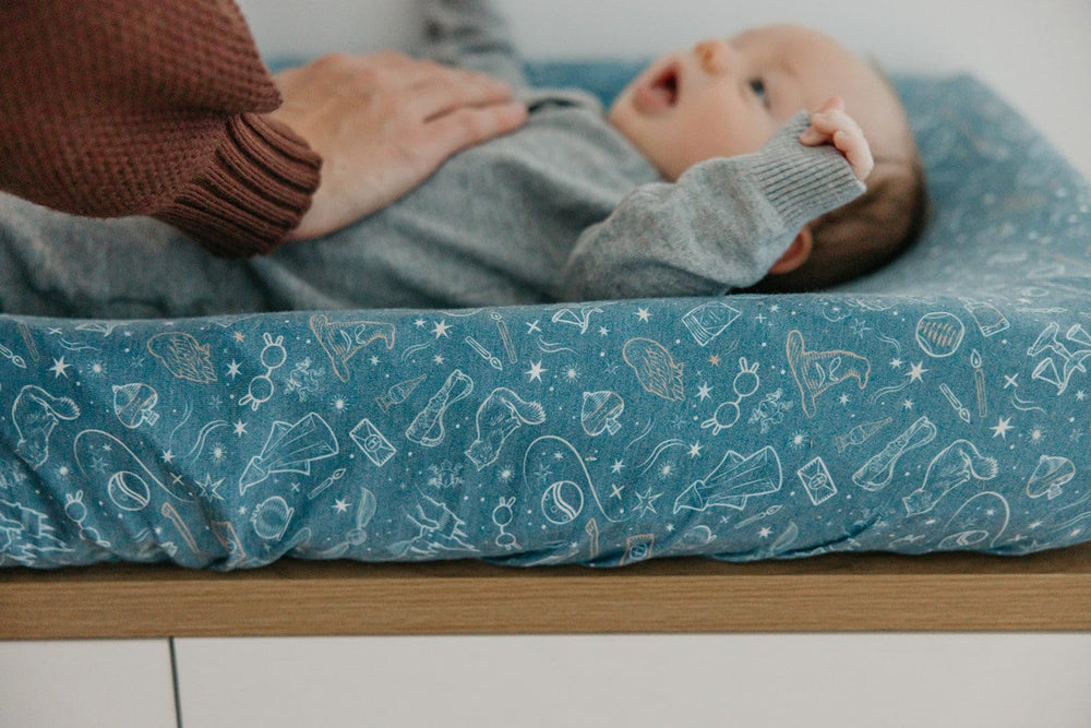 Copper Pearl durable knit changing pad cover remains soft wash after wash.
