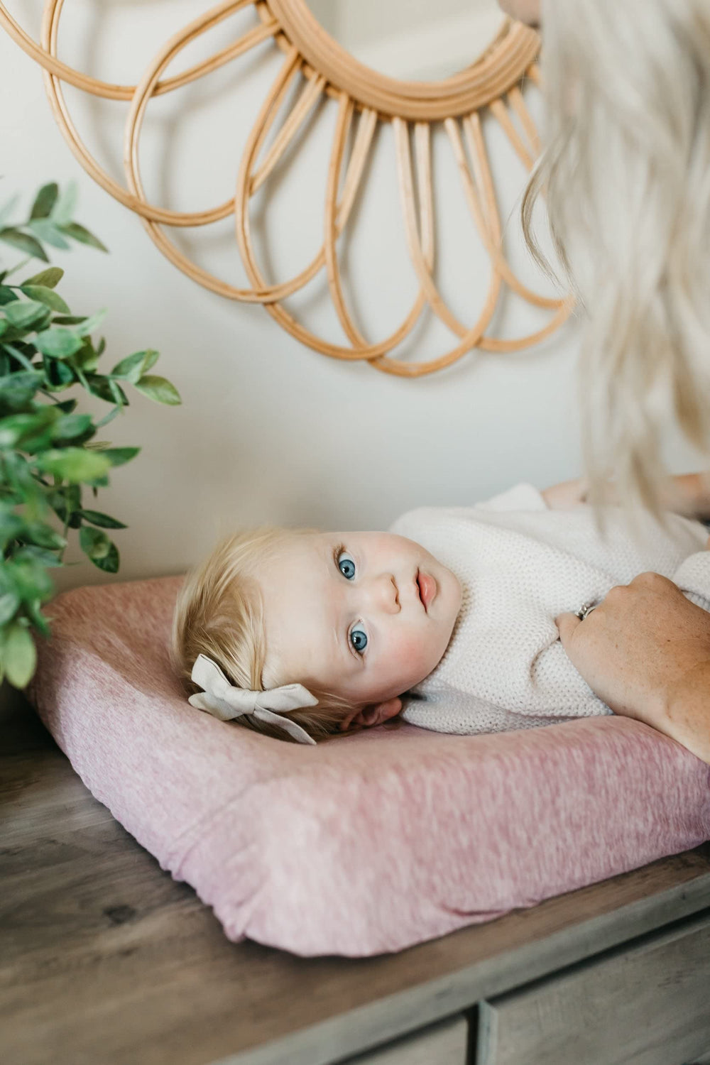 Copper Pearl changing pad cover with gift-ready packaging makes a thoughtful baby shower gift.