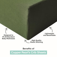 Copper Pearl knit crib sheet close-up of elastic edge for a snug, secure fit