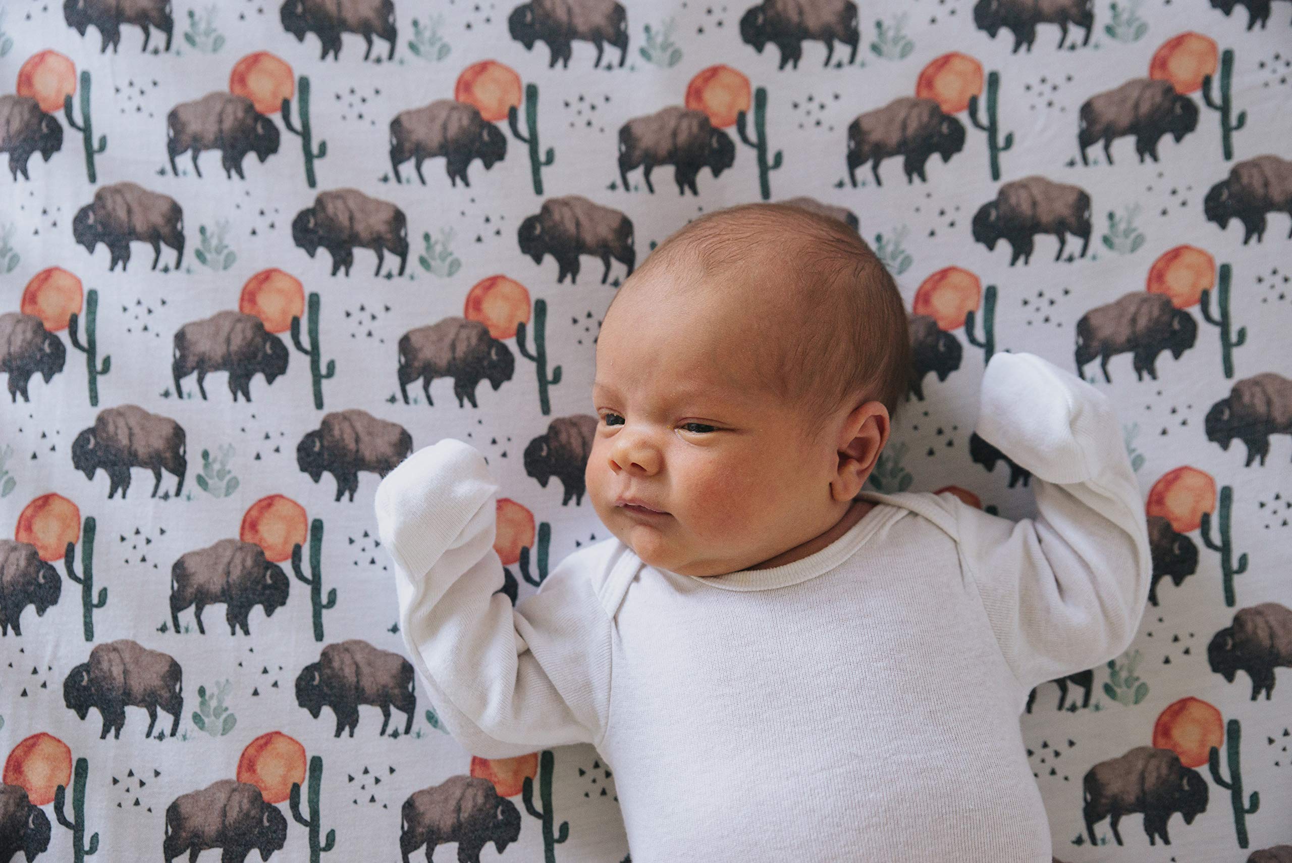 Copper Pearl premium knit crib sheet arrives in gift-ready packaging
