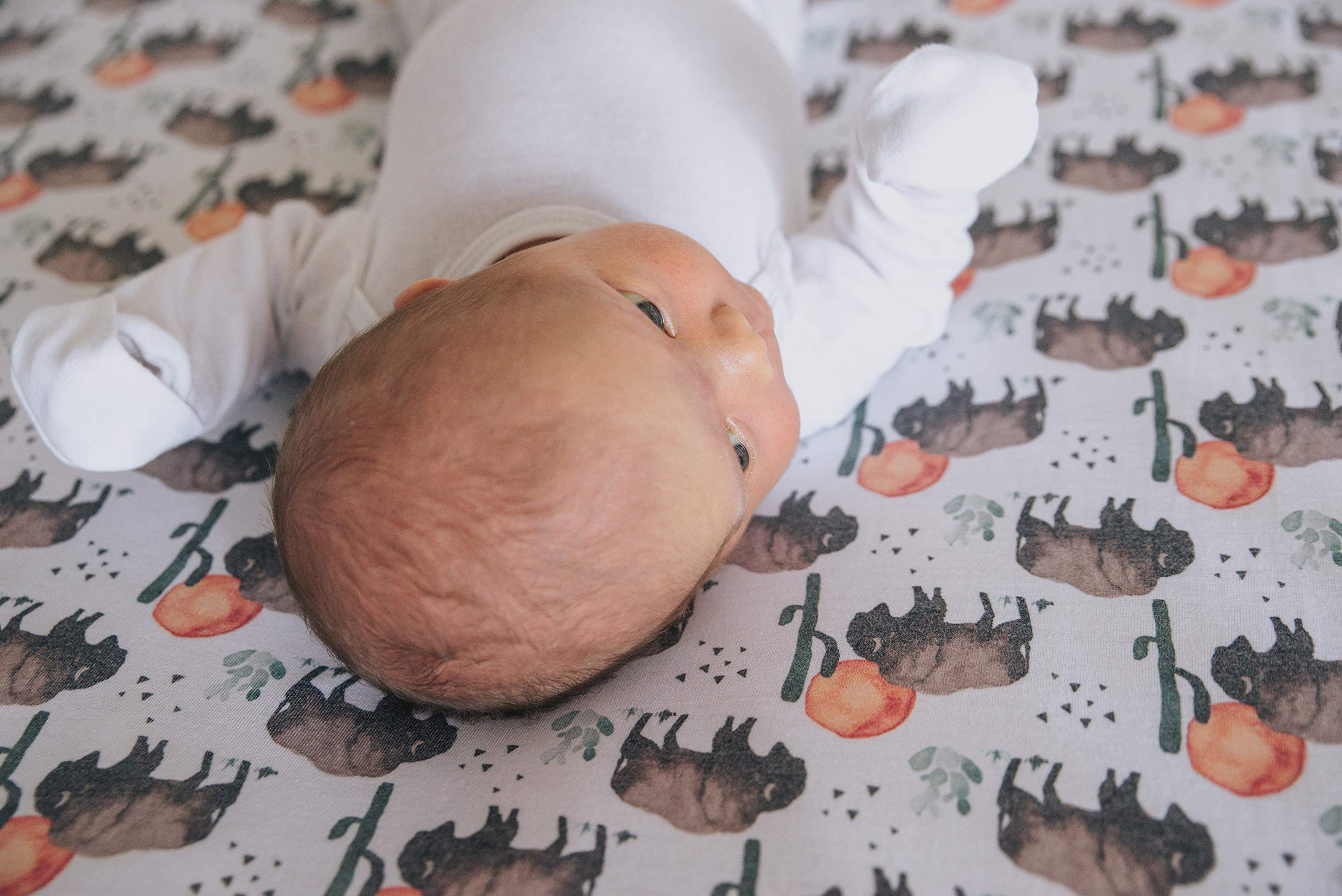 Copper Pearl premium knit crib sheet enhances nursery decor with a modern look