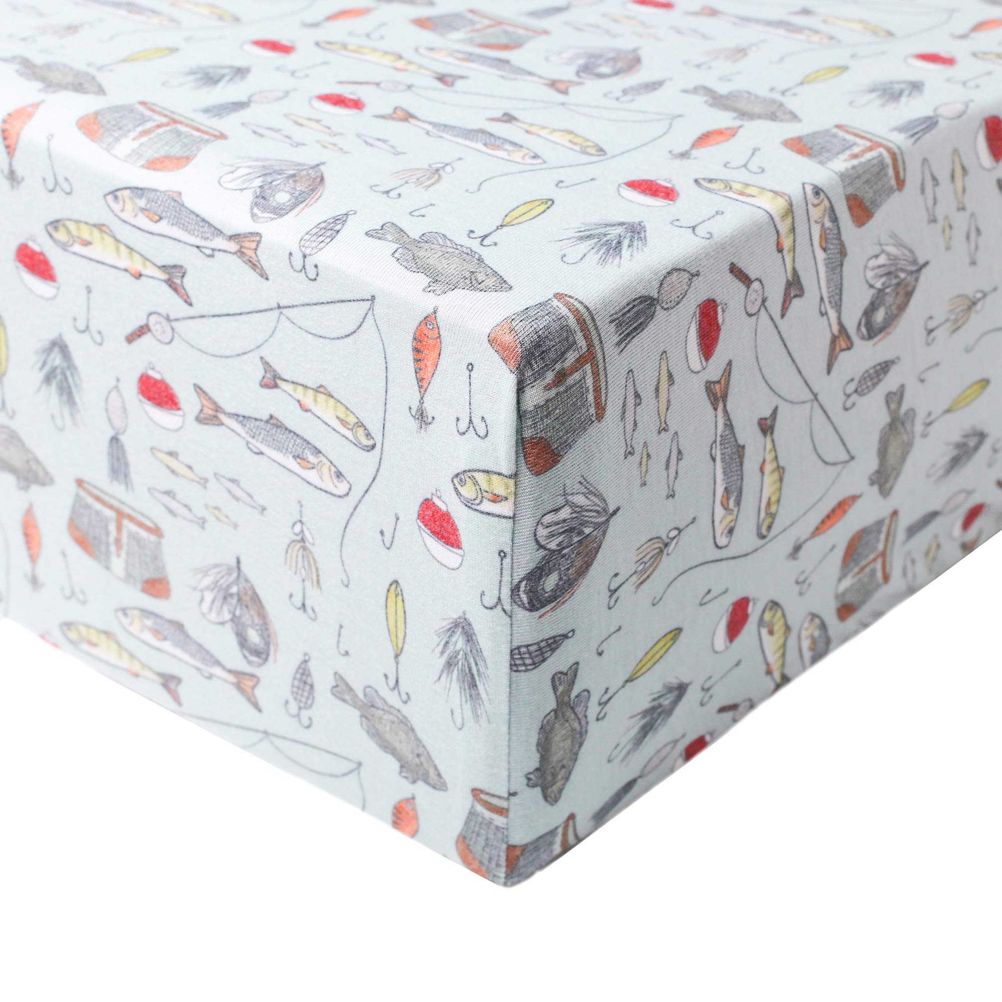 Copper Pearl Trout knit crib sheet on a standard mattress for cozy nights