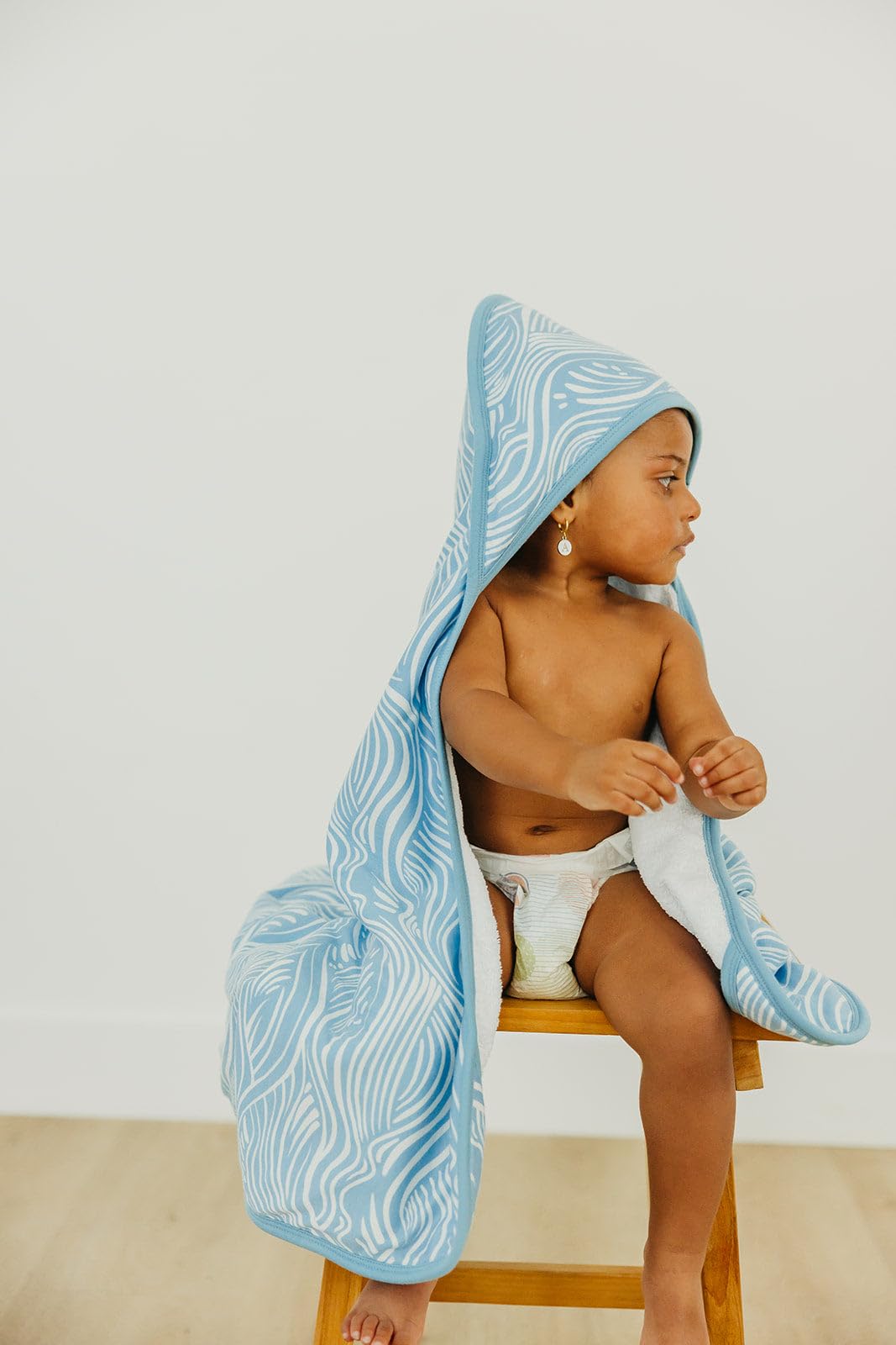 Copper Pearl Premium Knit Hooded Bath Towel Surf baby size 33x33 dries newborns gently.