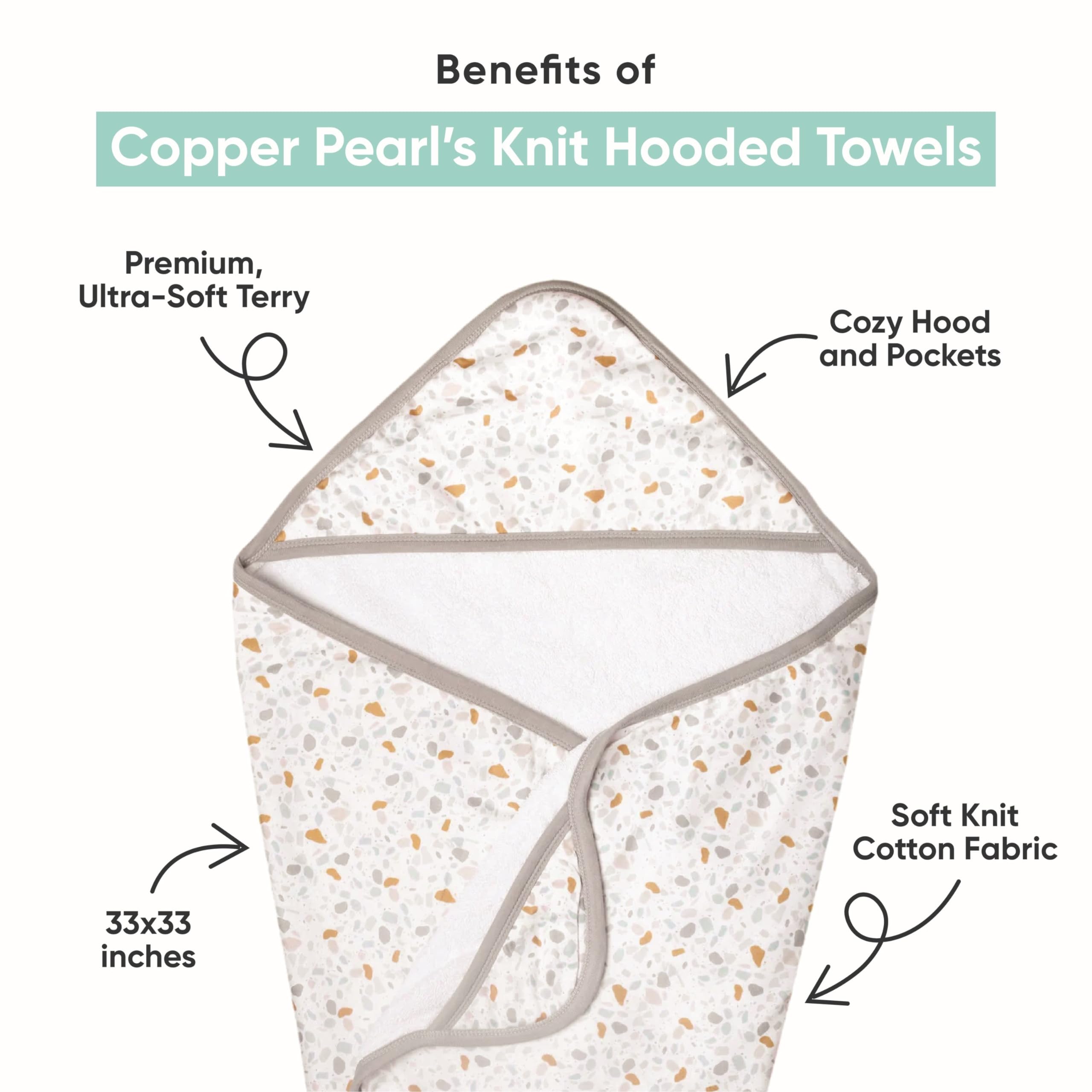 Copper Pearl Hooded Towel Surf hood detail emphasizes cozy warmth after bath.
