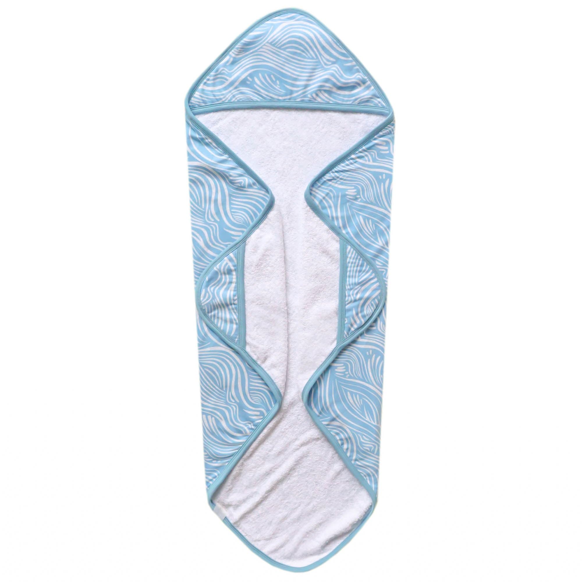 Copper Pearl Surf towel pocket closeup highlights convenient hand warmth and baby-safe design.