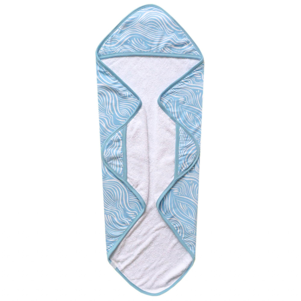 Copper Pearl Surf towel pocket closeup highlights convenient hand warmth and baby-safe design.