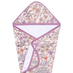 Copper Pearl hooded towel Flora fabric close-up showing soft knit and absorbent terry.