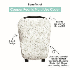 Copper Pearl Remi nursing cover provides discreet breastfeeding with breathable fabric.