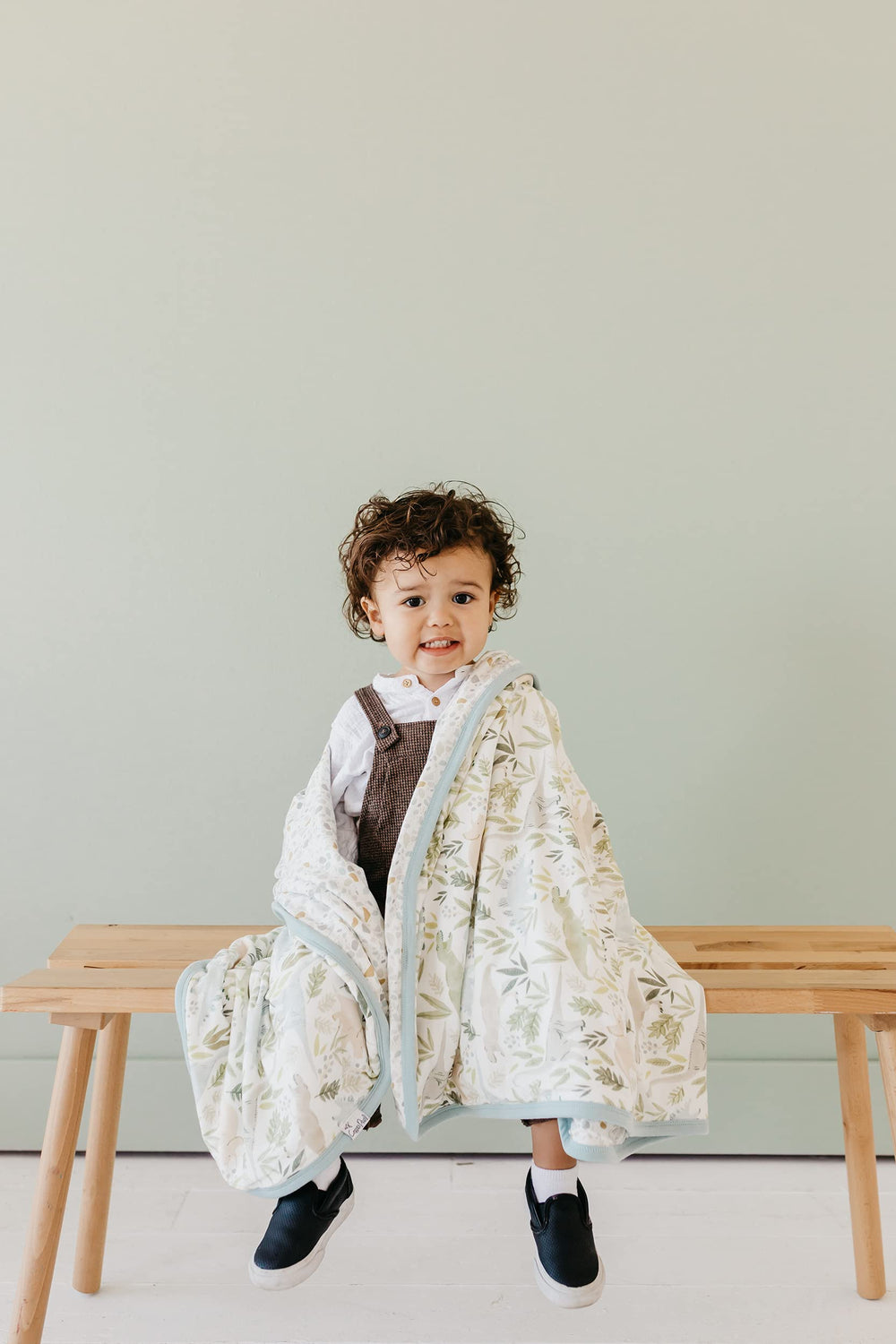 Copper Pearl Rex three-layer quilt showing 46x46 size for growing children.