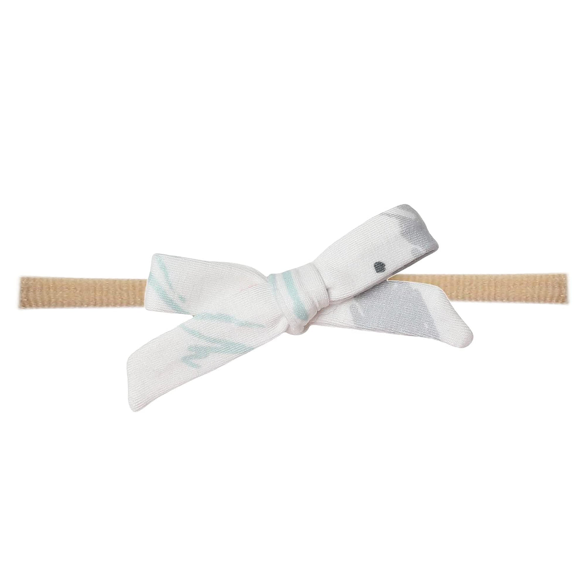 Copper Pearl Ribbon Baby Bow Bayside soft closeup for newborn comfort.