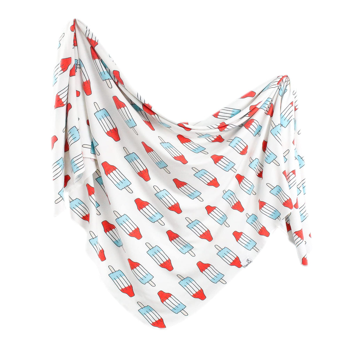 Copper Pearl rocket-pattern swaddle blanket offers breathable softness for calm newborn cuddles.