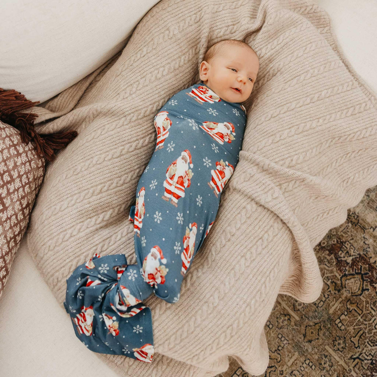 Copper Pearl Santa Claus bamboo swaddle 46x46 inches, soft and breathable for versatile wrapping