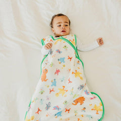 Copper Pearl Sesame Friends sleep bag zipper detail shows easy on and off