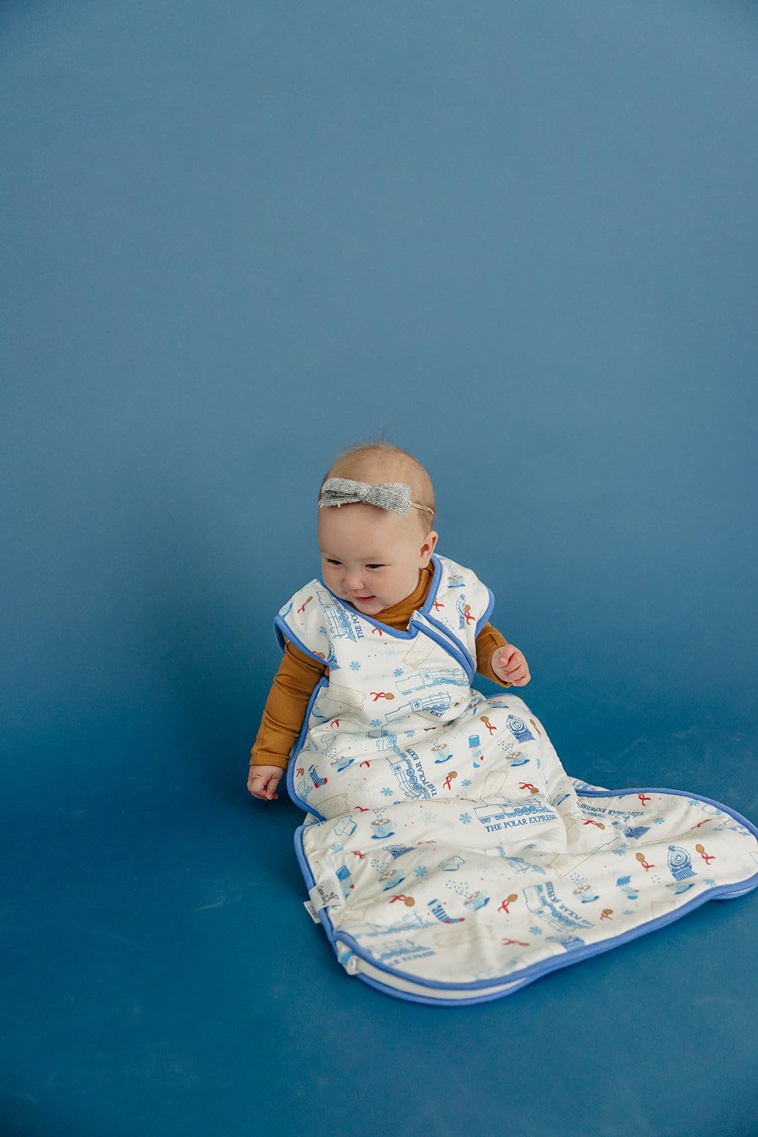 Copper Pearl Sleep Sack Polar Express neck area shows tag-free comfort.