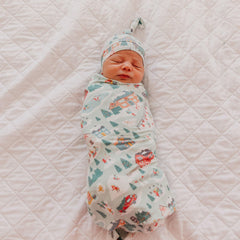 Copper Pearl Snowy Slopes knit blanket in a nursery scene for cozy decor and warmth.
