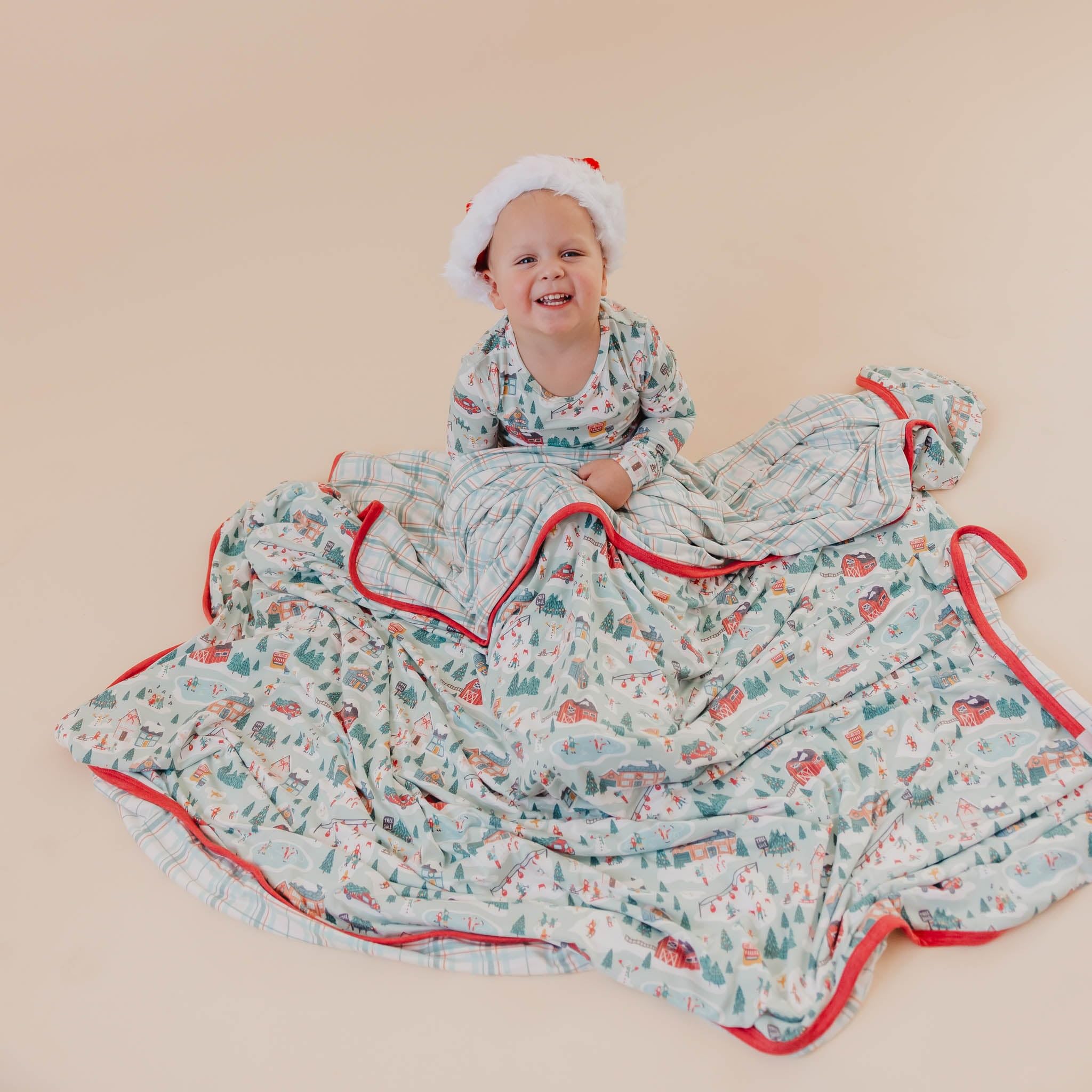 Copper Pearl Snowy Slopes Quilt knit fabric highlights ultra-soft breathable feel.