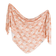 Copper Pearl Penny swaddle blanket 46x46 in soft knit fabric for all season comfort.