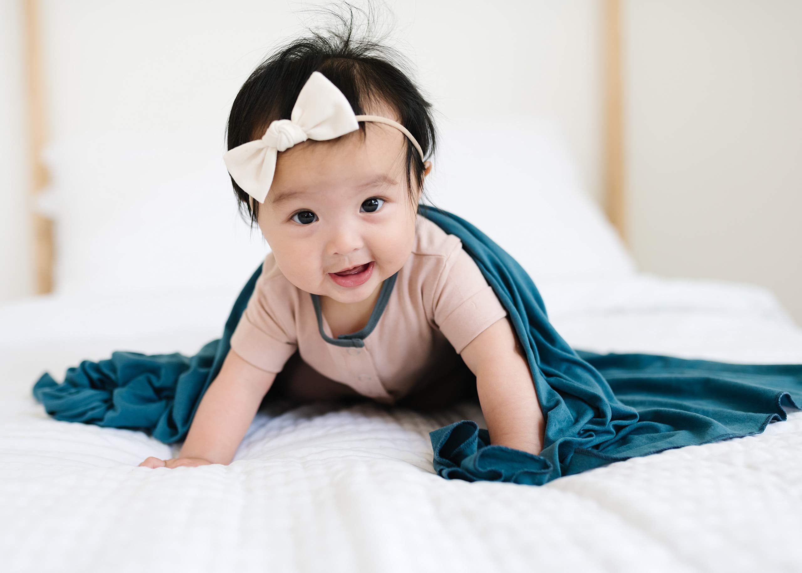 Copper Pearl swaddle blanket steel gift-ready design for baby showers