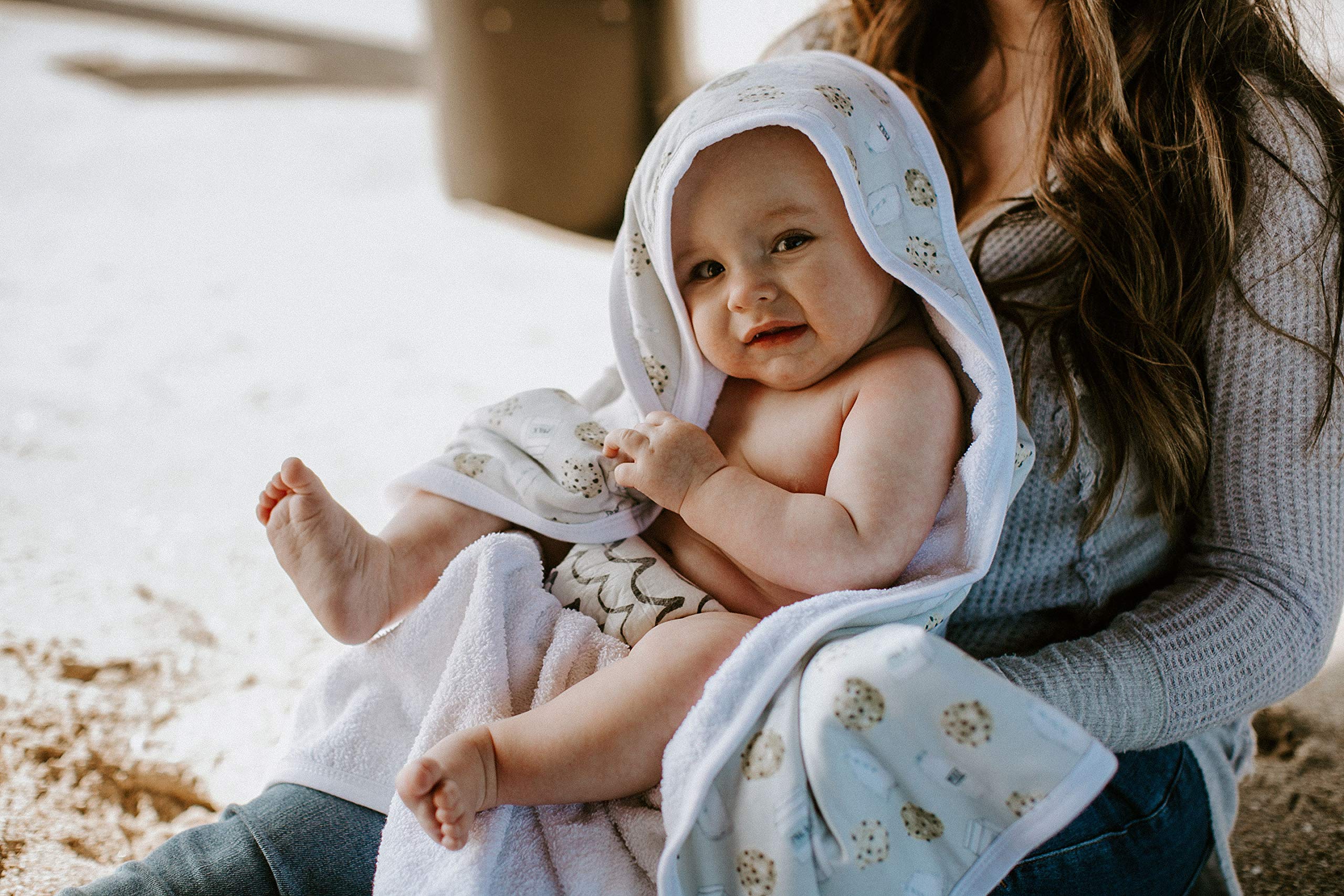 Copper Pearl towel suits newborn to toddler use across bath routines.