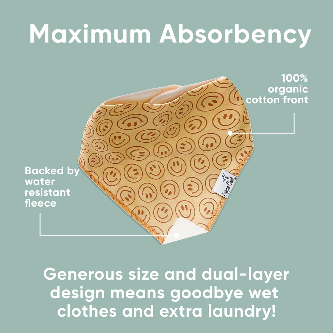 Copper Pearl Vance bibs with absorbent front and protective backing.